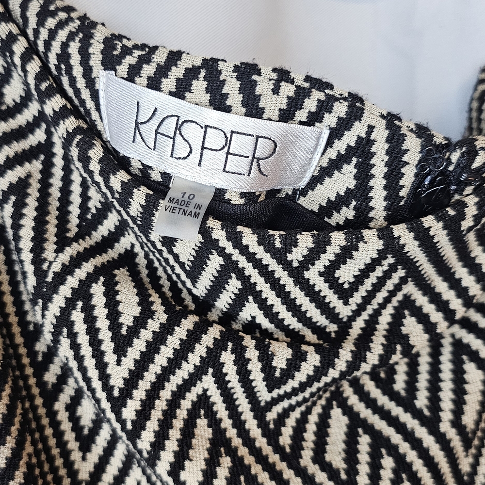 Kasper Black and White Patterned Midi Skirt - Picture 5 of 5